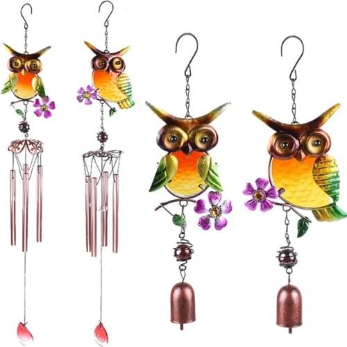 Fashion European Owl Metal Wind Chime Outdoor Garden Porch Balcony Home Decoration Wind Bells Ornament For Kids Room Decor