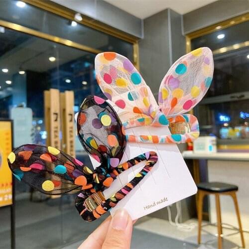 Boutique 10pcs Fashion Assorted Color Dot Rabbit Ears Bow Hairpins Cute Bowknot Hair Clips Princess Headwear Hair Accessories