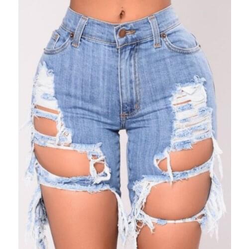 IMCUTE Y2K Washable Ripped Jeans Women High Waist Stretch Slim Denim Shorts Summer Street Fashion Distressed Denim Cycling Pants