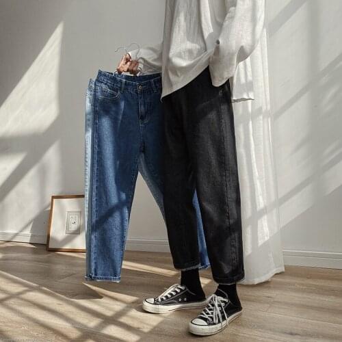 Men Spring Black Korean Colors Jeans 2021 Mens Streetwear Blue Denim Pants Male Fashions Skinny Clothes Women Harajuku Denim