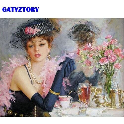 Frameless Beautiful Bride DIY Painting By Numbers Home Wall Art Picture Hand Painted Vintage Figure Painting For Home Decor