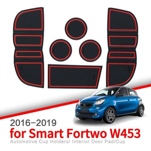 Cup Mats Non-slip Mat For Smart Forfour Fortwo 453 451 450 Fluorescent Logo Storage Anti Stress Slip Covers Car Styling