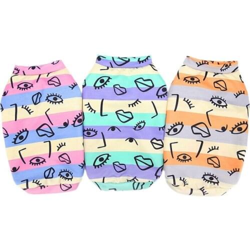Pet Dog Clothes Graffiti Print Pet shirt Hoodies Soft Breathable Puppy Cat Short Sleeve Shirt Summer O-Neck Hoody Dogs #2