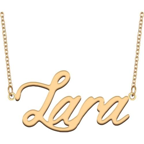 Lara Name Necklace for Women Stainless Steel Jewelry 18k Gold Plated Nameplate Pendant Femme Mother Girlfriend Gift