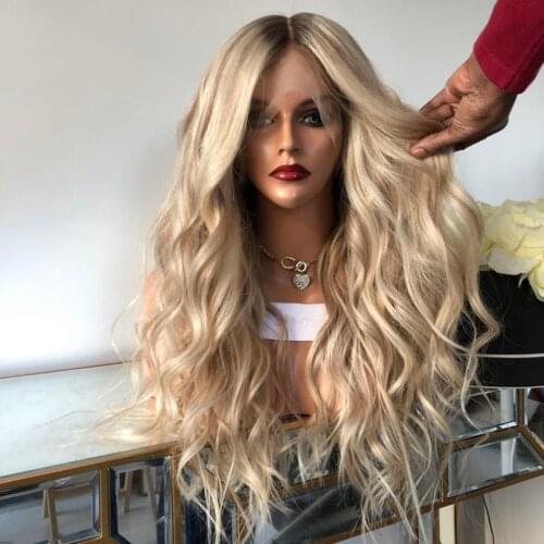 180% Density Synthetic Wig For Women Ombre 613 Lace Front Wig For Sexy Lady Heat Resistant Daily Wear Body Wave Natural Hairline