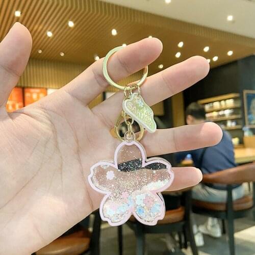 Oiled Acrylic Japanese Cherry Blossom Keychain Pendant Creative Gift Couple Backpack Keychain