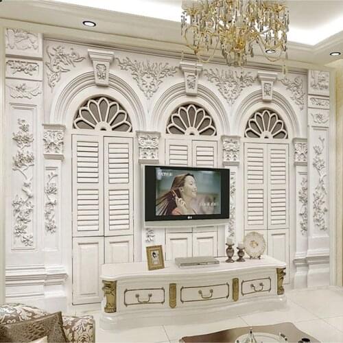Custom 3D Photo Wallpaper White Roman Column European Style 3D Embossed Living Room TV Background Wall Mural Art Wall Painting