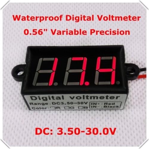 RD led Display Color 0.56" variable precision Digital Voltmeter DC3.5-30V Vehicle car Waterproof Voltage Meter [4pcs/lot]