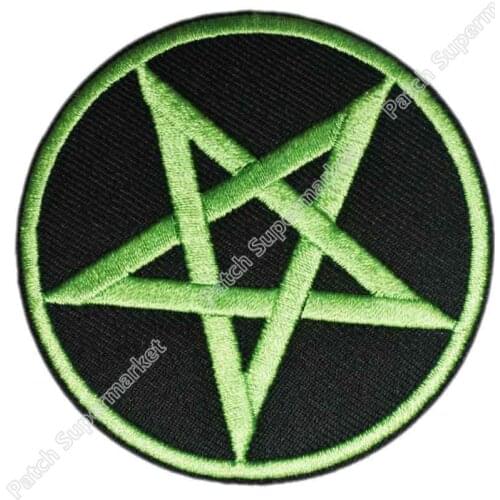 Satanic pentagram pentacle occult wicca pagan motorcycle MC biker emo punk rockabilly applique iron on patch Wholesale