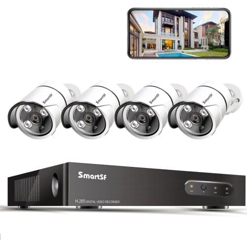 SmartSF 8CH 5MP Wired NVR POE Security Camera System 5MP IP66 Outdoor IR-CUT CCTV Canera Video Surveillance Video Recorder Kit