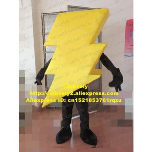 Dreadful Yellow Flashing Lightning Thunder Thunderbolt Thunderstreak Mascot Costume Cartoon Character Mascotte Adult No.zz2599