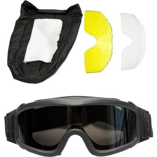Tactical 3 Lens Military Airsoft Goggles Paintball Glasses Motorcycle Cycling Windproof Safety Protective Goggles Hiking Eyewear