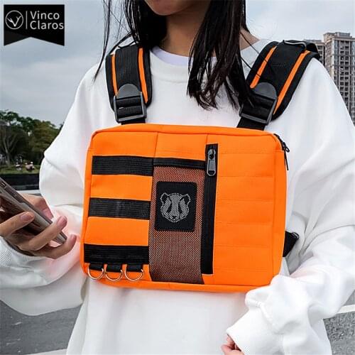 Fashion Chest Bags Unisex Trend Hip Hop Mens Chest Bags Outdoors Travel Tactical Vest Bag for Men Cool Streetwear Canvas Bag