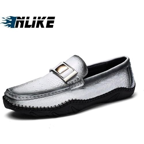 INLIKE Mens Shoes Luxury Men Shoes Men Casual Shoes Genuine Leather Men Loafers Mocassins Driving Shoes Doug Slip On Shoes