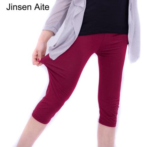 Jinsen Aite Summer Plus Size 7XL Women Capris Pants Modal Casual Solid Pencil Pants Loose Elastic Waist Skinny Trousers JS447