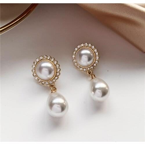 Women Earrings 2020 New Fashion Jewelry Korean Pearl Baroque Palace Elegant Temperament Dangle Earring Vintage Jewelry Party