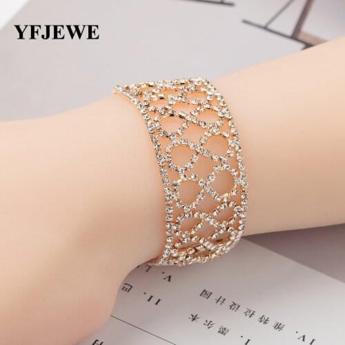 YFJEWE Luxury Rhinestone Crystal Elegant Bridal Wedding Jewelry Fashion Bracelets & Bangles for Women Femme Bracciali B143