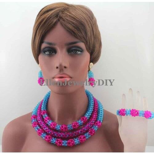 Mix Necklace Set Women Indian Jewellery Set Crystal Beaded Necklace Earrings Bracelet Jewelry Engagement Free Shipping W13364