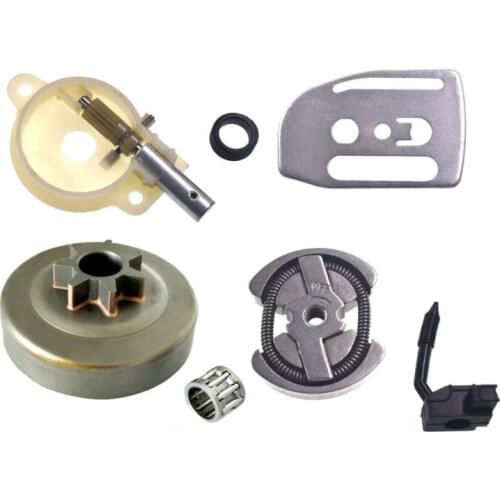High Quality Oil Pump Oiler Gear & Clutch Drum Kit For HUSQVARNA 41 136 137 142 141 Chainsaw Bar Plate Clutch Bearing New