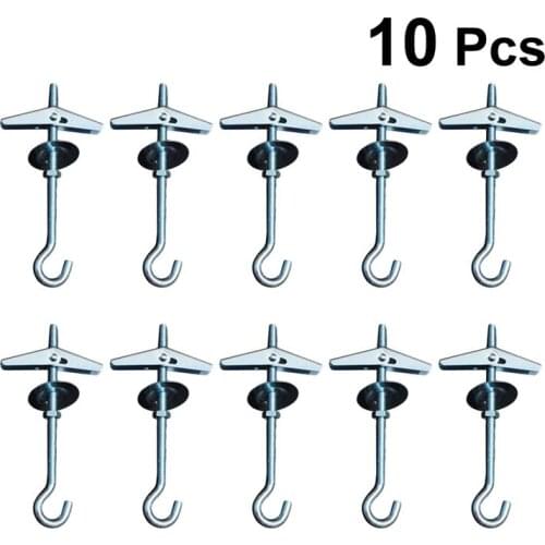 10 Pcs M5 10KG Carbon Steel Plasterboard Ceiling Wall Spring Toggle Hook Bolts Hanger Wall Fixing Anchors Hook