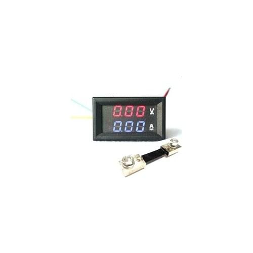 100A Voltage Voltmeter Ammeter 2in1 DC Volt Amp Dual Display Panel Meter Red BluDigital LED+shunte