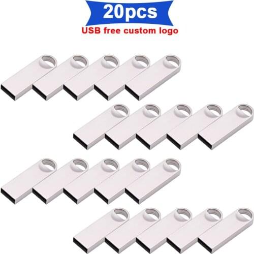 20pcs/lot Free logo Metal USB Flash Drive Pendrive 128gb 64gb 32gb 16gb Pen Drive2.0 USB Stick Disk Key Memory for Photography