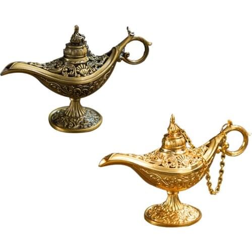 2021 New Metal Genie Lamp Light Wishing Teapot Retro Furnishing Articles Light Pot Decoration Home Ornaments