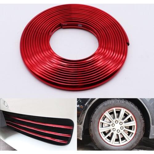 4M/8M Car Styling Red Bumper Moulding Trim Strip Wheel Hub Protection Adhesive Grille Impact Decorative Strip Car Accessories