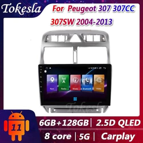 Tokesla 9" Android 11 Car Radio For Peugeot 307 307CC 307SW Auto Central Multimedi Gps Navigation bluetooth Dvd Player 2004-2013