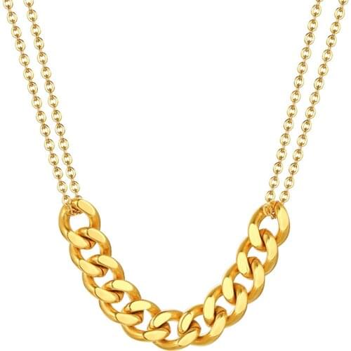 Blod Chunky Curb Chain Pendant Women Chain Necklace Stainless Steel Stylish Jewelry