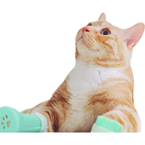 Cat Foot Covers Silicone Foot Covers Nails Bathing Scratch-Resistant Protective Shoes 4 Packs Bottom Loophole Design Good Feel