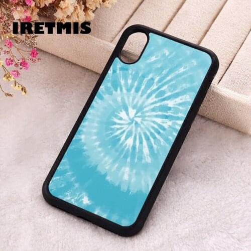 Iretmis 5 5S SE 2020 phone cover cases for iphone 6 6S 7 8 Plus X Xs Max XR 11 12 MINI Pro Rubber Silicone Blue Tie Dye