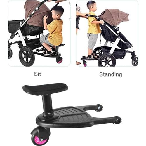 Children Stroller Pedal Adapter Hitchhiker for Trolley Stroller Skate Car Skate Scooter for Cart Standing Plate with Seat Cart