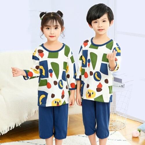 3 5 7 9 11 13 Yrs Boy Girl Pajamas Cotton Summer Kids Pyjamas Suit for Teenage Girls Baby Clothes Pajama Pants+Top Sleepwear Set