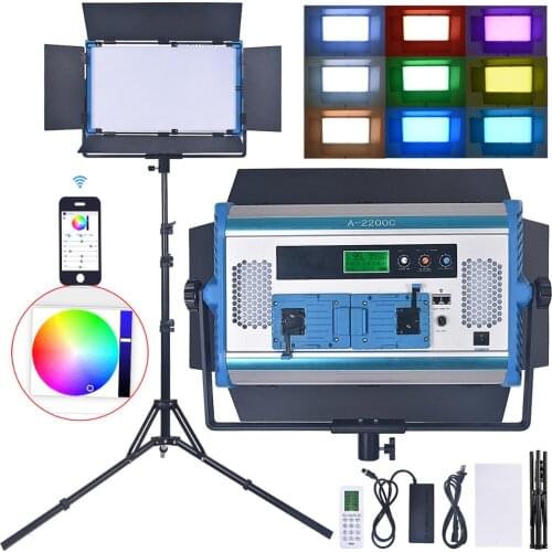 Fusitu A-2200c RGB LED Light 180W Photographic lighting Lamp with LCD Screen App Remote Control Tripod For Youtube video film