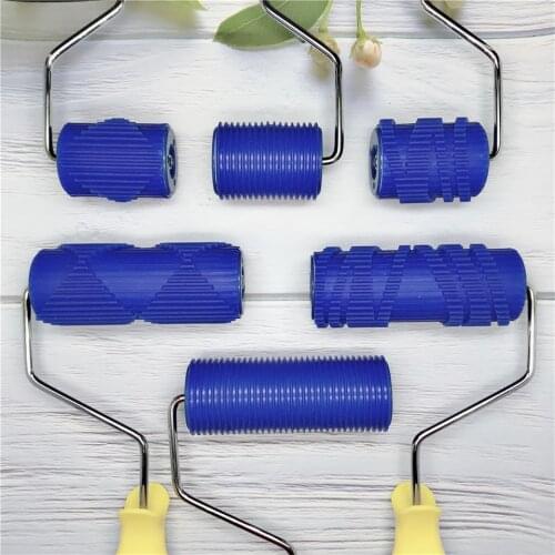 Hand Carved Wall Decoration Paint Painting Tools WIth 5“ Rubber Roller Brush Tool Set 3D Pattern Wallpaper For Home Room Hotel