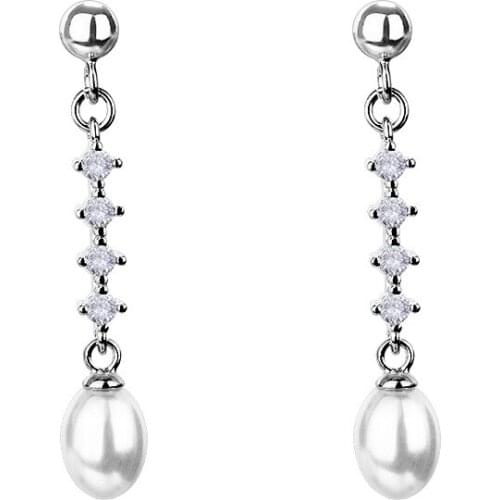 Exquisite High Quality Korean Women Pearls Stud Earrings Jewelry aaa Zircon 925 Sterling Silver Wedding Earring for Brides Gifts