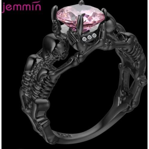 Hot Selling Creative Skull Cubic Zircon Rings 925 Sterling Silver Punk Jewelry Accessories For Lover Women & Men Christmas Gift