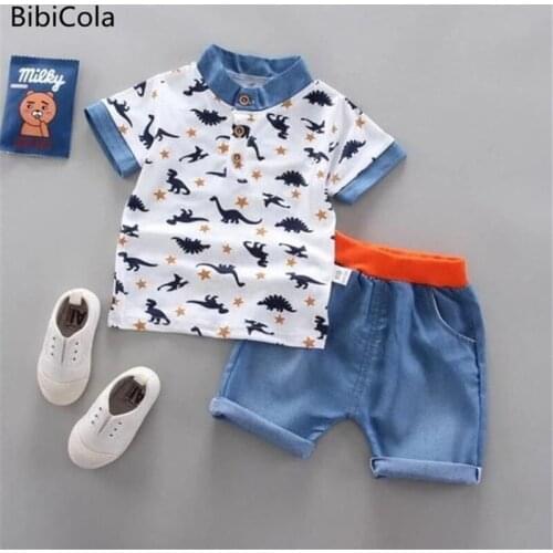 Summer Boys Clothing Sets Kids Fashion T-shit+denim Shorts 2pcs Suits Cotton Tracksuits Children Boys Clothes