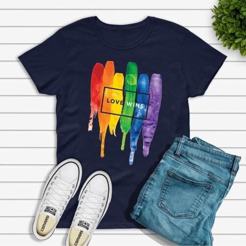 LGBT Shirt Pride Parade Shirts Rainbow Gay Lesbian Tshirts Love Wins Tee Women Graphic Casual Short Sleeve Tops