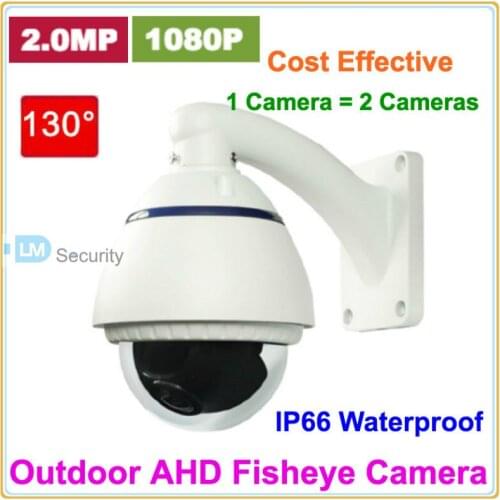 Lihmsek 2.0MP 1080P 130 degree Wide Angle Outdoor Water-proof IP66 AHD Fisheye Panoramic Security camera without IR leds