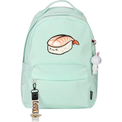 Cartoon Sushi Kawaii Women Backpack Nylon School Bags Pink Bookbag Small Travel Bagpack Cute Date Shoulder Bags Mochila Feminina