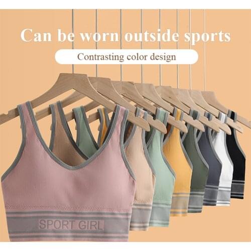 Fashion Contrast Color Sports Wrapped Chest No Steel Ring Comfortable Beautiful Back All-In-One Latex Cotton Sports Vest