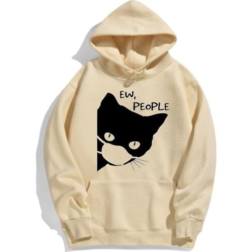 Pullover Big Black Cat Pattern Mens Clothes Custom Printed Men Hoodie Harajuku Printing Clothes Warm Cute Male Clothing