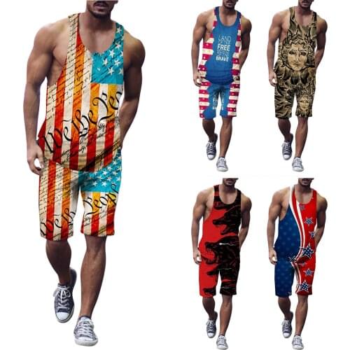 Mens New Leisure Sets Sports 3d Large Size Fitness Outdoor Running Vest Suit Fashionable Design Comfy Suit Костюм Мужской 2021