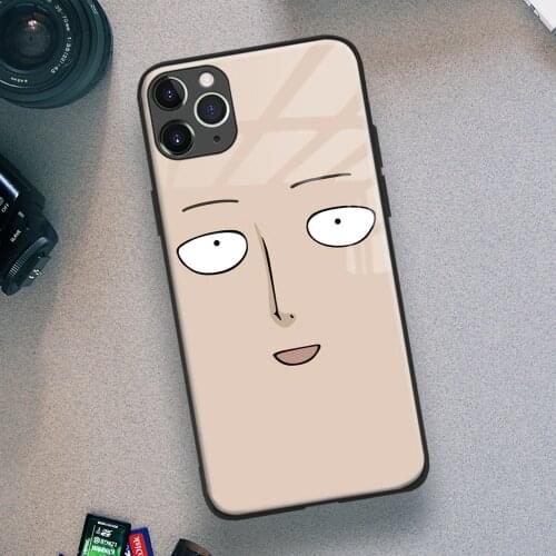 Saitama One Punch Man Manga Anime Soft TPU Glass Phone Case for IPhone SE 6s 7 8 Plus X Xr Xs 11 12 Mini Pro Max Samsung Redmi