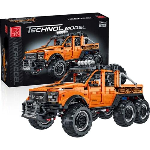 3218Pcs Building Blocks Off-Road Vehicle Model Kit DIY Small Particle Bricks Car Toy For Children Toys Gift -Black Golden Orange