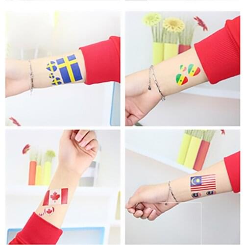 National Flag Tattoo Waterproof Stickers Germany France Italy Netherlands UK Spain Sweden Fans Party European Football Cup