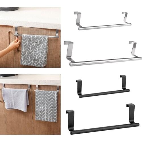 Over Door Towel Rack Towel Bar Holders Kitchen Shelf Stylish Modern Cabinet Towel Bar Hanging on Inside or Outside Punch-Free