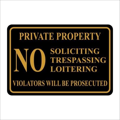 Wall Decor Private Property No Soliciting Trespassing Loitering Metal Sign Outdoor Decor Tin Sign